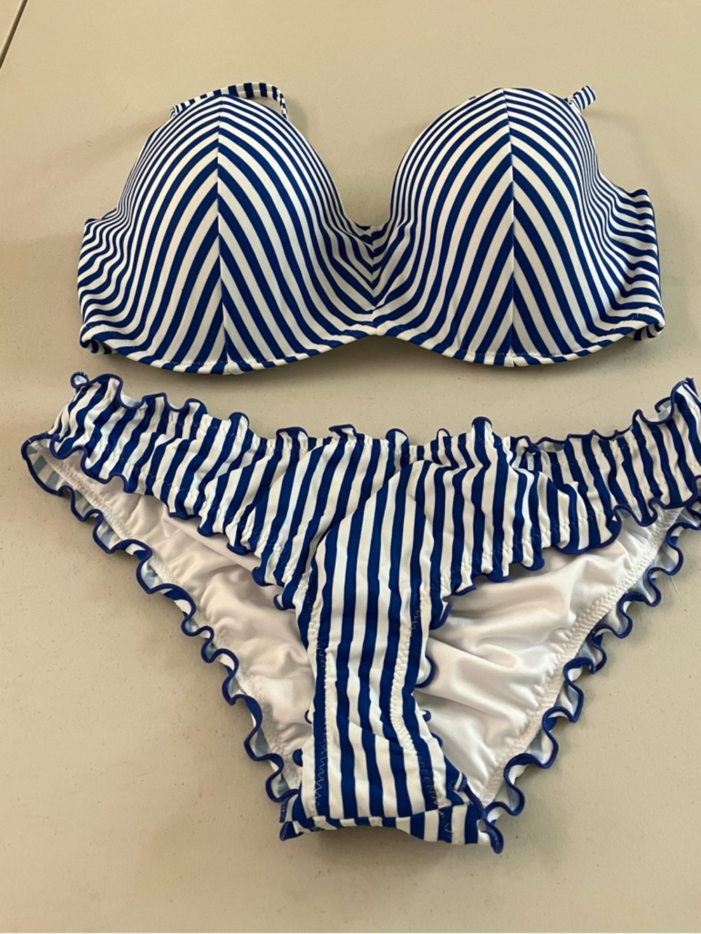 Shade & Shore Blue and White Striped Bikini Set